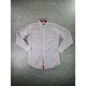 Paul Fredrick‎ Shirt Mens 16-36 White Cotton Button Down Slim Fit Long Sleeve